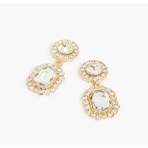 J CREW Rhinestone Drop Crystal Gold Tone Earrings NEW NWT